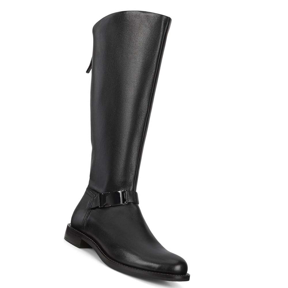 Women's Ecco Sartorelle 25 High-cut Buckled Boots Black | USA 24GSO